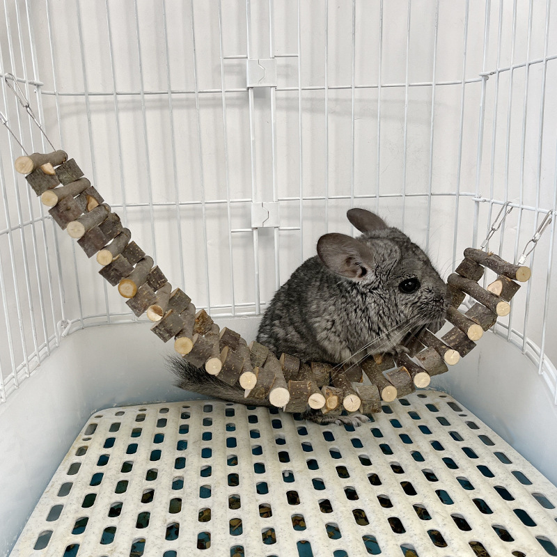 Parrot Solid Wood Ladder Totoro Climbing Ladder Apple Wood Platform Squirrel Ladder Honey Bag Shrew Station Rod Pet Molar Bite
