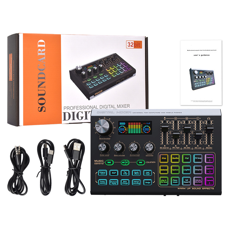 X9声卡英文版直播外置K歌声卡全金属壳自定义录制48V