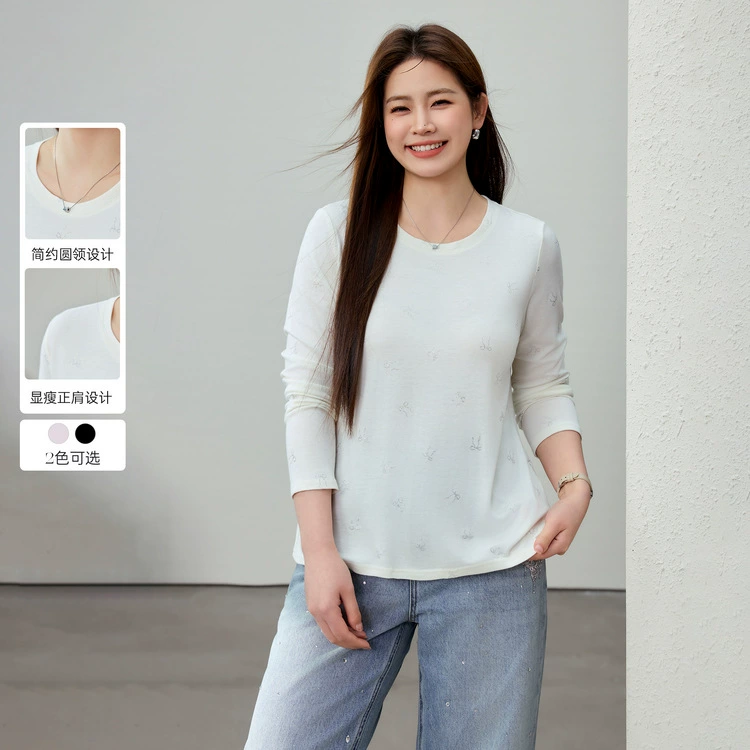 [Корейская маленькая свежая бантик сладкая футболка с круглым вырезом] Fresh Show большой размер женский толстый mm2025 весенний новый