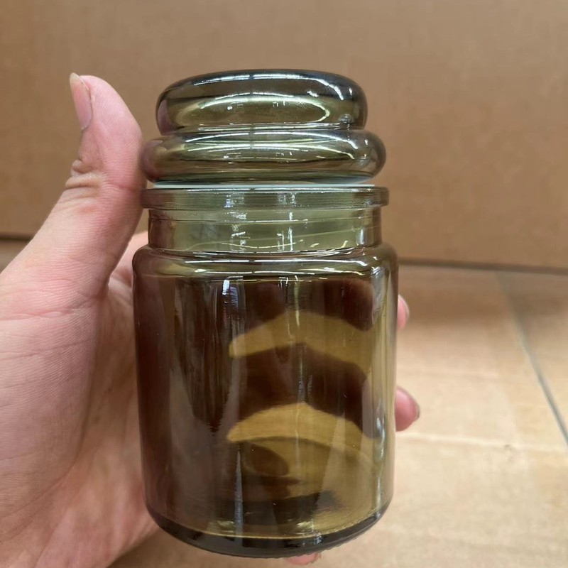 DIY装蜡容器木塞玻璃香薰蜡烛杯家居摆件复古茶色耐高温带盖烛台|undefined
