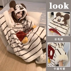2025年新款可爱卡通米奇秋冬季睡袍女加绒加厚保暖斗篷家居服套装