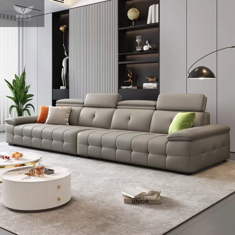 Sofá de cuero de alta gama estilo Meihaoxuan, marco de madera, relleno suave y duro moderado, imprescindible para la sala de estar