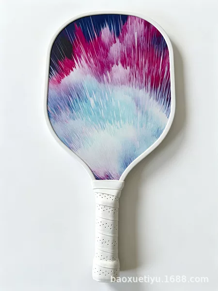 Carbon fiber pickleball rackets with UV-printed honeycomb panels; fiberglass sports racket manufacturer, wholesale