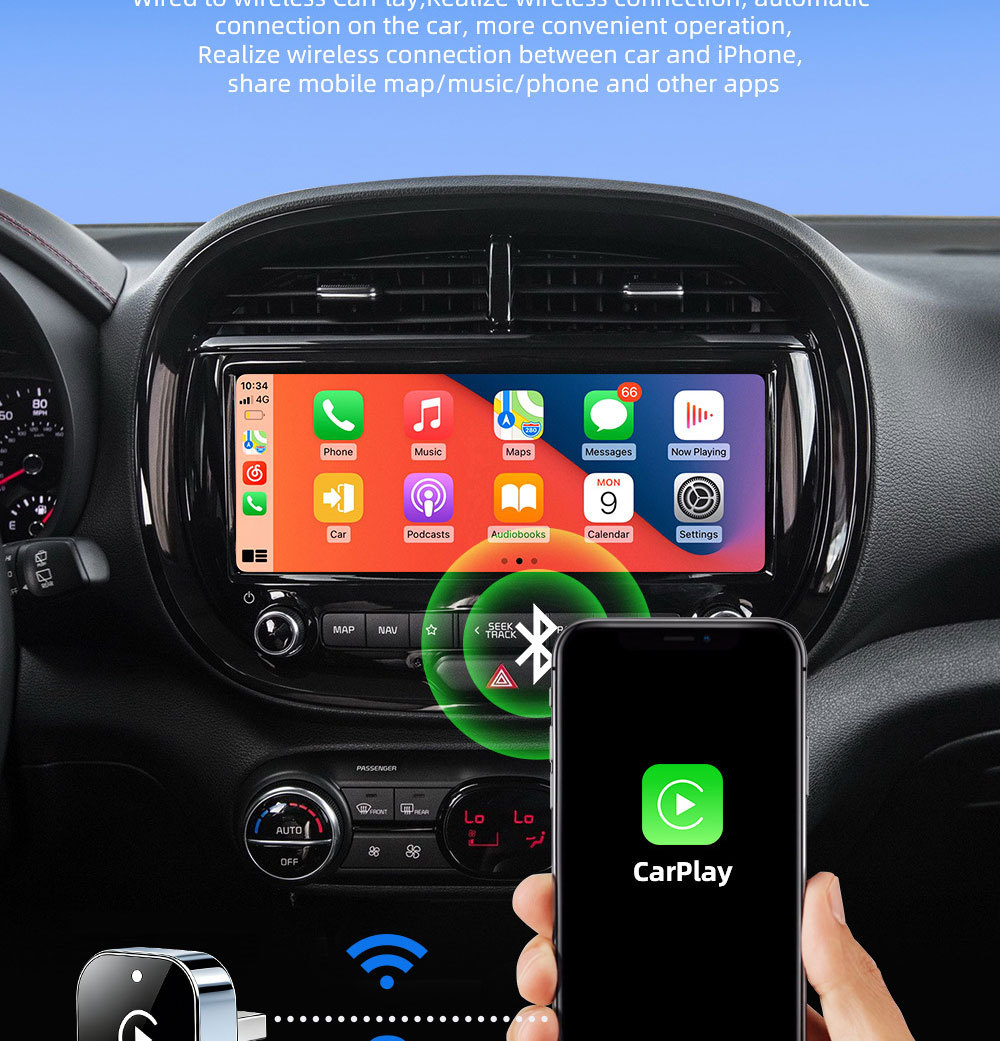 Hot-Selling 2-in-1 Wireless Carplay Box for Car-Machine Connectivity, Wired to Wireless Carplay Converter Box