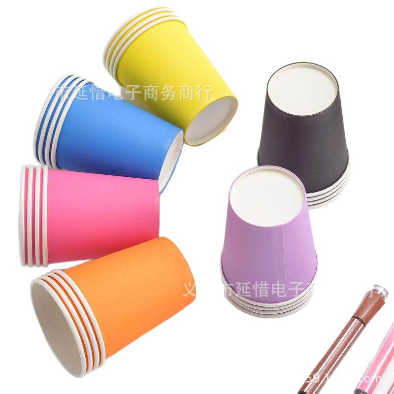 Tazas de papel de color para niños artísticos hechos a mano DIY materiales de fabricación de tazas de papel comerciales de supermercados desechables fabricantes al por mayor image 6