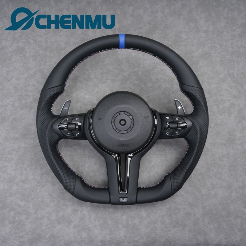 BMW – Steering Wheel Assembly for BMW 1 Steering wheel - e-flat-bottom-blue-logo-black-warrior-assembly
