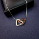 Color separation rose gold double heart titanium steel necklace women's heart buckle stainless steel pendant love diamond jewelry
