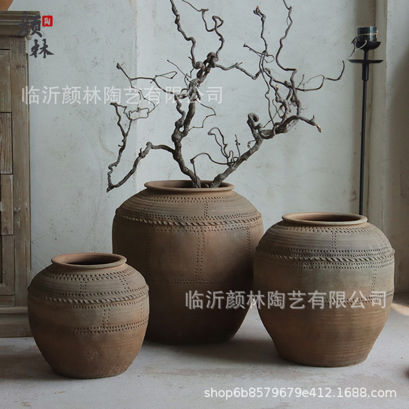 Antigüedad tallada a mano en cerámica gruesa, herencia cultural intangible en cerámica, gran barriga de cerámica, viento tranquilo, decoración del hogar Zen en cerámica