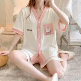 新品韩版夏季短袖短裤月子服产后孕妇哺乳睡衣产妇喂奶衣家居服套