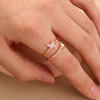 Golden accessory, white zirconium, adjustable copper ring, European style, micro incrustation, simple and elegant design