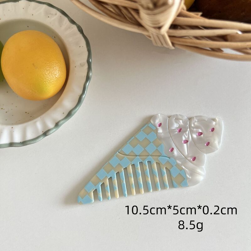 新款小众设计水果美发梳趣味冰淇淋汉堡醋酸梳子可爱拼色女头梳|undefined