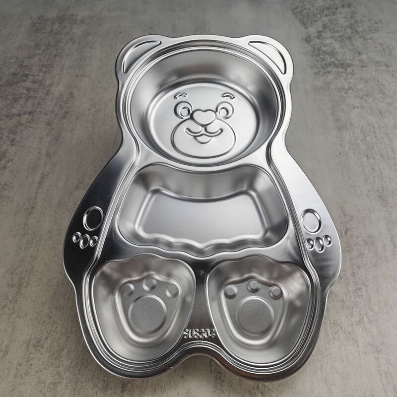 304 Stainless Steel Children's Dinner Plate Divider Cartoon Anti-fall Student Canteen Kindergarten Dinner Plate Divider Plate