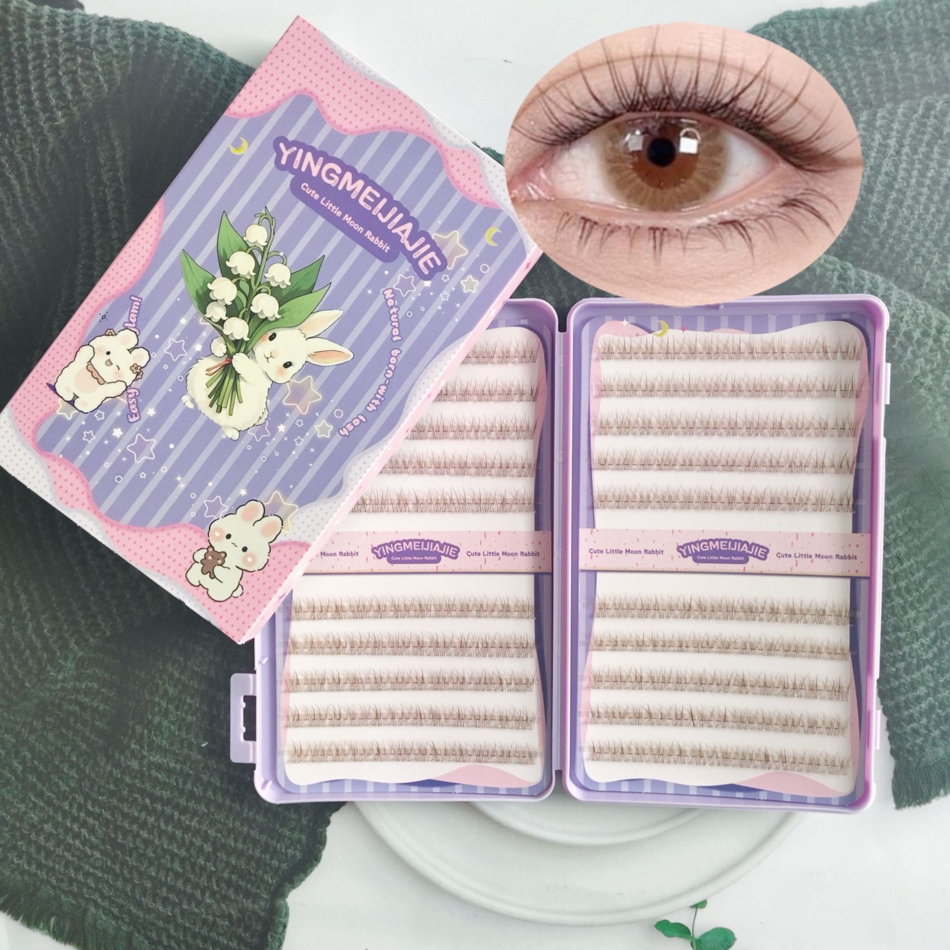 20 filas de paquete de caja de regalo de pestañas falsas transfronterizas, pestañas falsas densas, pestañas falsas sin pegamento.