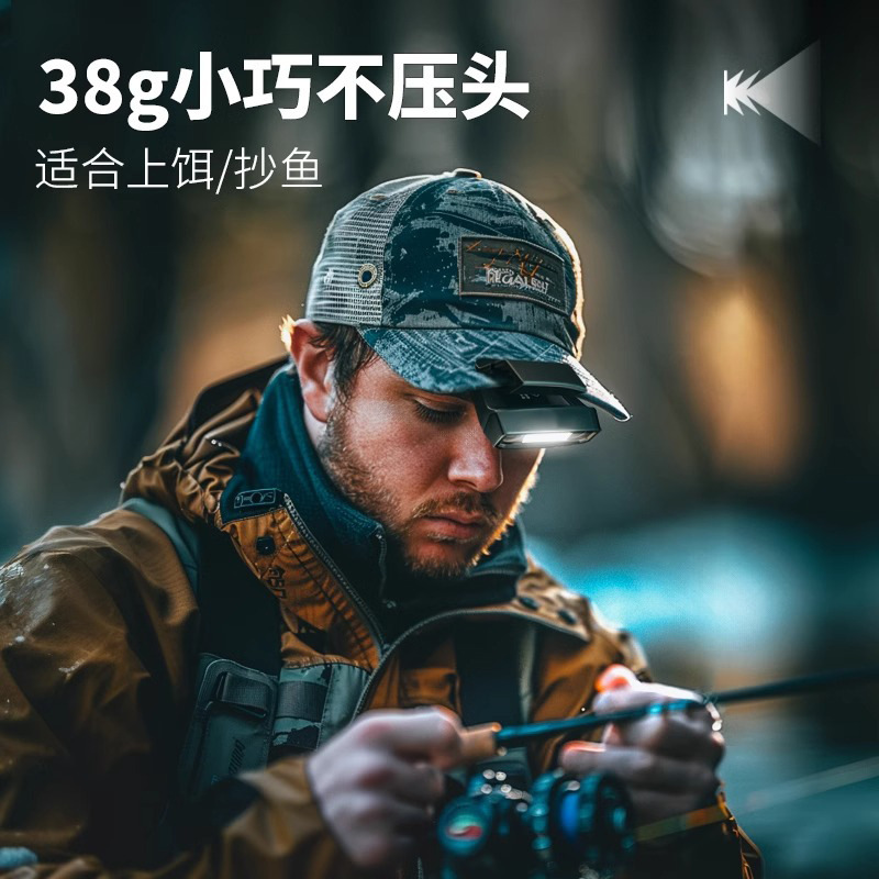 头灯钓鱼专用帽夹灯感应强光超亮充电头戴夹式超长续航夜钓灯|undefined