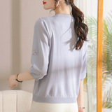 妈妈秋装洋气新款针织小衫时尚套装中老年女装40岁50阔太太上衣服，女装针织衫/毛衣，妃慕昵服饰