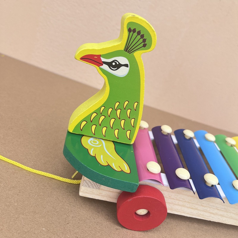 Children's early education, color octave piano tapping, wooden peacock hand piano tapping toy, 1-3 years old, early education, percussion instrument