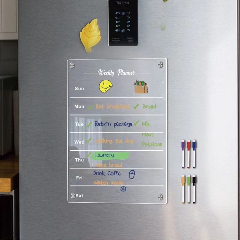 Imán de acrílico transparente refrigerador pegatina tablón de mensajes horario semanal Memo lista hogar puerta de hierro magnético transfronteriza