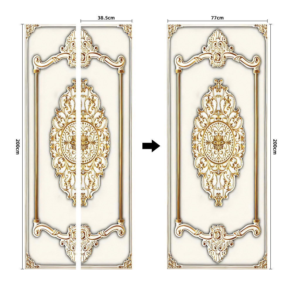Pegatinas para puertas 3D respetuosas con el medio ambiente, autoadhesivos, fabricantes de origen al por mayor, patrones populares transfronterizos de alta definición, adhesivos para puertas impermeables, a prueba de aceite y antiincrustantes