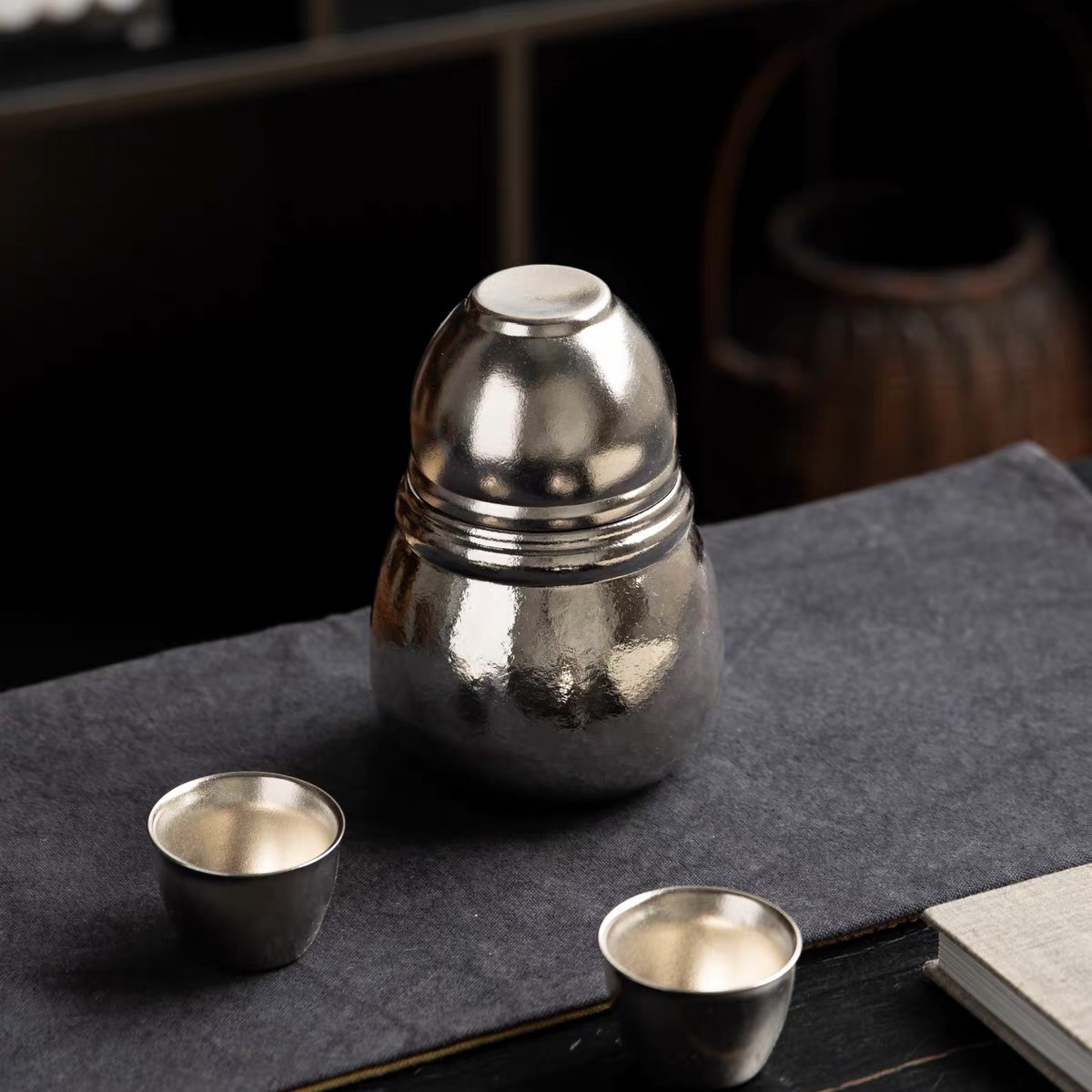 Lancai Pure Titanium Insulated Tea Pot for Home and Travel, Portable Titanium Cup for Brewing Tea, Travel Tea Set