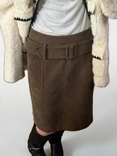 大码新款春秋款小众高级感鹿皮绒包臀半身裙显瘦洋气裙子女