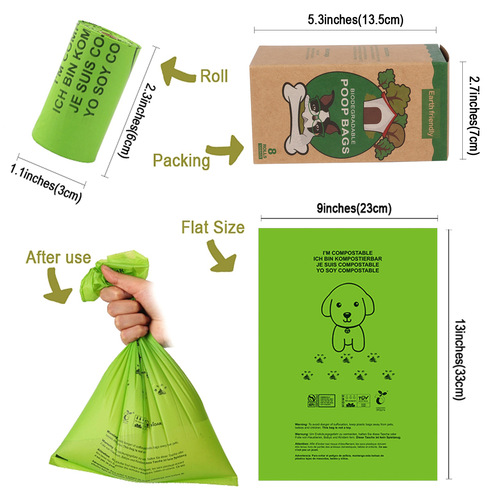 Cross-border new product biodegradable pet waste bags Cornstarch PLA degradable pick-up bags dog poop bags