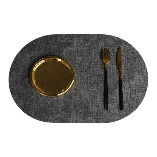 Cross-border exclusive leather dinner mat, oval, light luxury, waterproof, oil-proof, hotel, restaurant, Western dinner mat, heat-insulating dining table mat