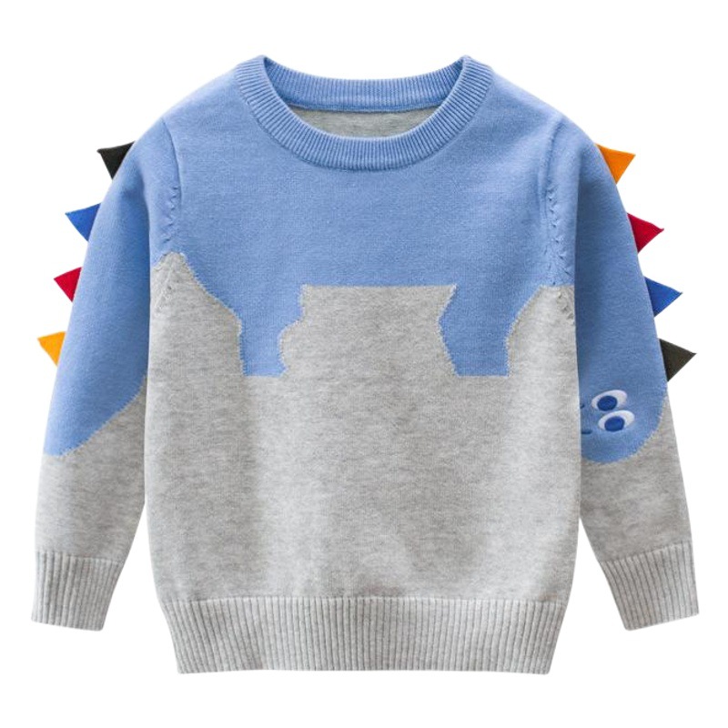 27kids Ropa infantil estilo coreano al por mayor 2025, ropa de otoño para niños, suéteres infantiles, tops para niños pequeños y medianos, ropa de bebé con diseño de dinosaurio