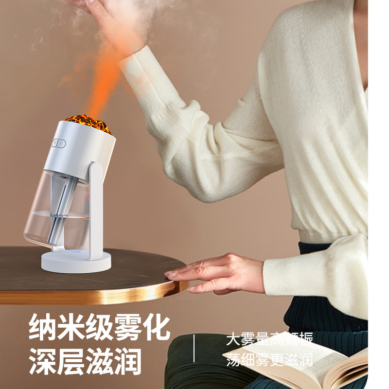 跨境仿真火山摇头加湿器家用空气香薰车载七彩超声波氛围灯加湿器|undefined