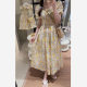 Parent-child Yellow Floral dress Summer Korean-style New Mother and Dresses dress Children's Clothing Class A Cotton Dress