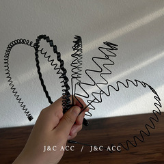 黑色冷淡風金屬洗臉發箍男女同款百搭外出劉海碎發壓發頭箍頭飾品