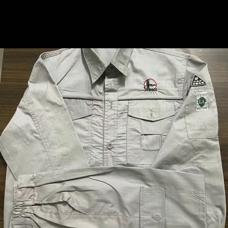 Sinopec 夏薄型メッシュ帯電防止作業服反射ストリップスーツ油田防汚通気性男性労働保護服|undefined