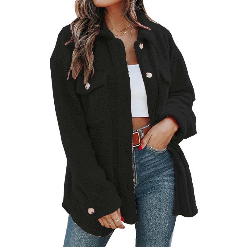 Casual Style Women's Casual Solid Color Button Single Breasted Coat Woolen Coat
