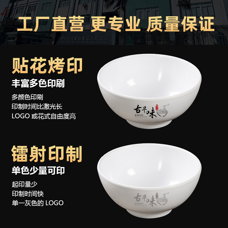 Tazón blanco pequeño Tazón de sopa de melamina Cantina Tazón de porcelana de imitación redonda comercial Tazón redondo Tazón de condimento de plástico Tazón de arroz Tazón de agua azucarada