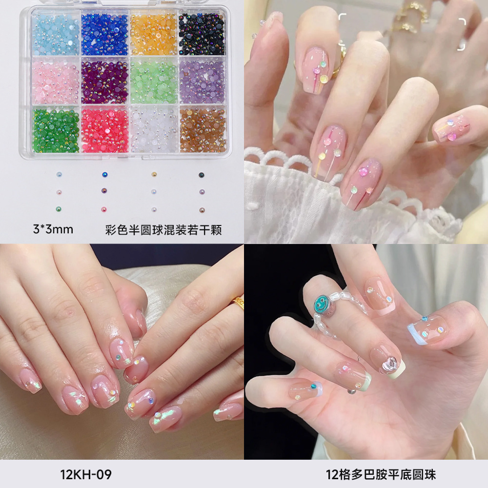 12 piezas de joyería de diamantes de manicura plana de fondo plano intermitente checo de diamantes de formas especiales joyería de mariposa de lentejuelas de uñas de perlas de todo fósforo