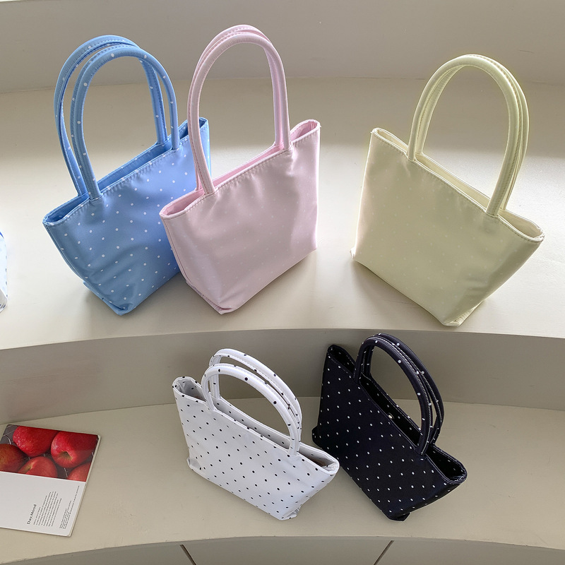 Korean Nylon Small Handbag 2026 New Candy Color Polka Dot Women's Handbag Designer Fashion Tote Bag for Women