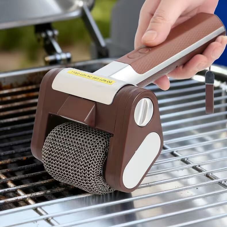 Cross-border electric stainless steel roller grill cleaning brush, portable rechargeable grill brush, washable Cross-border electric stainless steel roller grill cleaning brush, portable rechargeable grill brush, washable