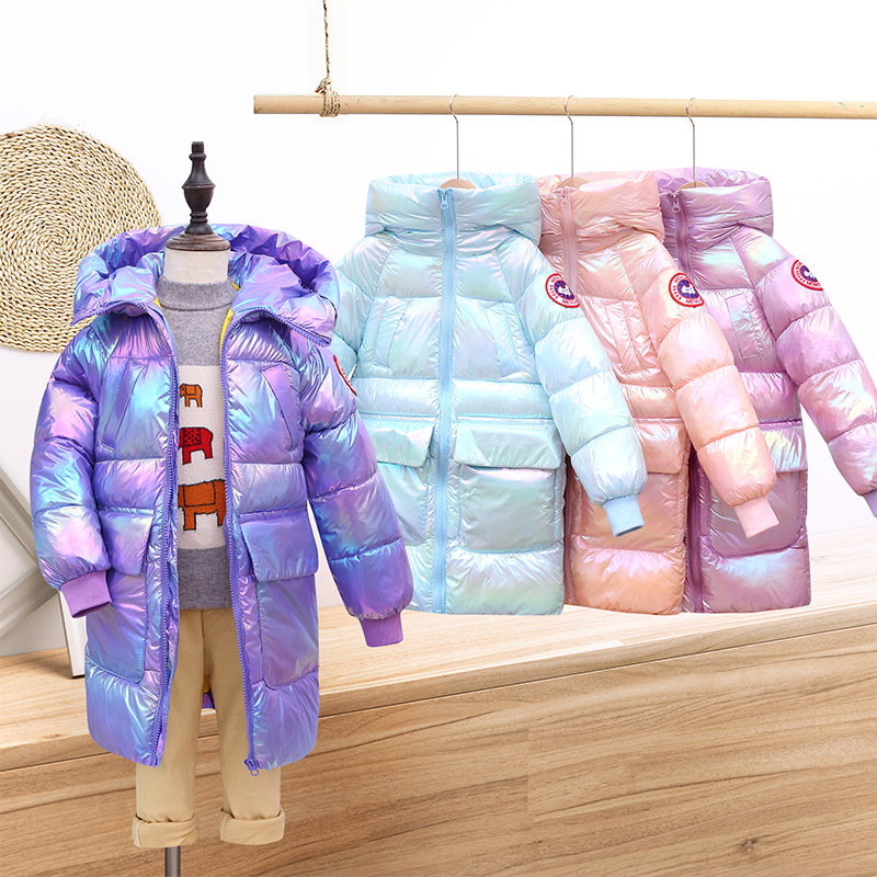 2020 New Out-of-Season Children's Down Cotton Coat Long-Sleeved Colorful Medium and Large Children's Winter Wear Girls' Shiny Thickened Cotton Coat 