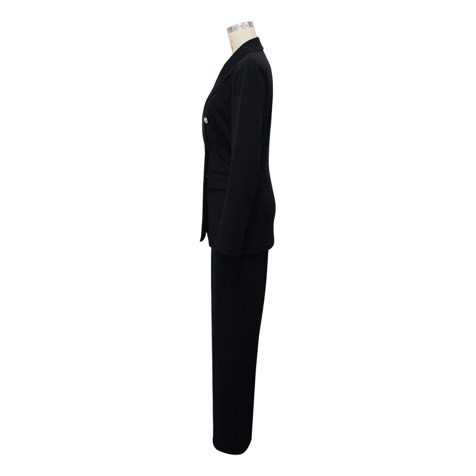 Women's Solid Color Button Suit Trousers Set With Lapel Professional_ecoleips.com