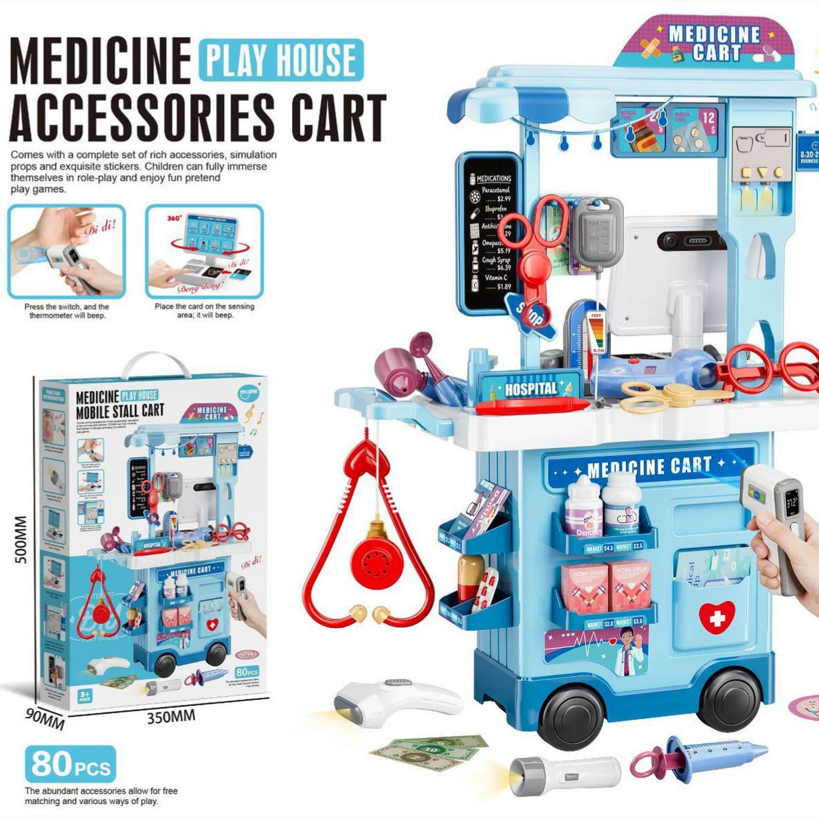 Comercio exterior infantil simulación de cocina comedor postre barbacoa supermercado mesa de compras herramientas médicas mascotas carritos caseros