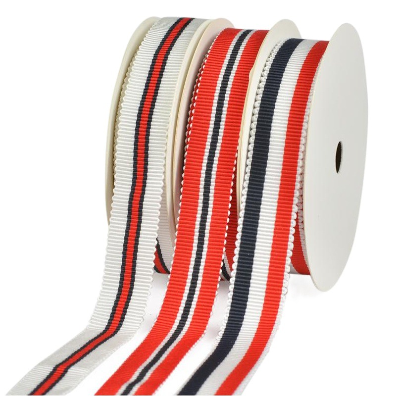 En existencias Yao Ming hilado teñido banda de sombrero rojo cinta de rayas accesorios de ropa Borde de diente cinta costilla Borde de tres colores