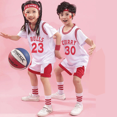 Children's Custom Basketball Uniform Set for Boys and Girls, Printed with Numbers, Student Short-Sleeve Quick-Dry Two-Piece Training Suit, Summer Basketball Clothes
