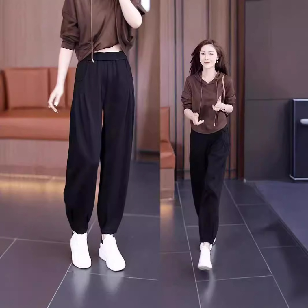 Primavera y otoño nuevo estilo cintura alta adelgazante todo fósforo estilo occidental moda holgada pantalones harem estilo occidental mujer deportes y ocio