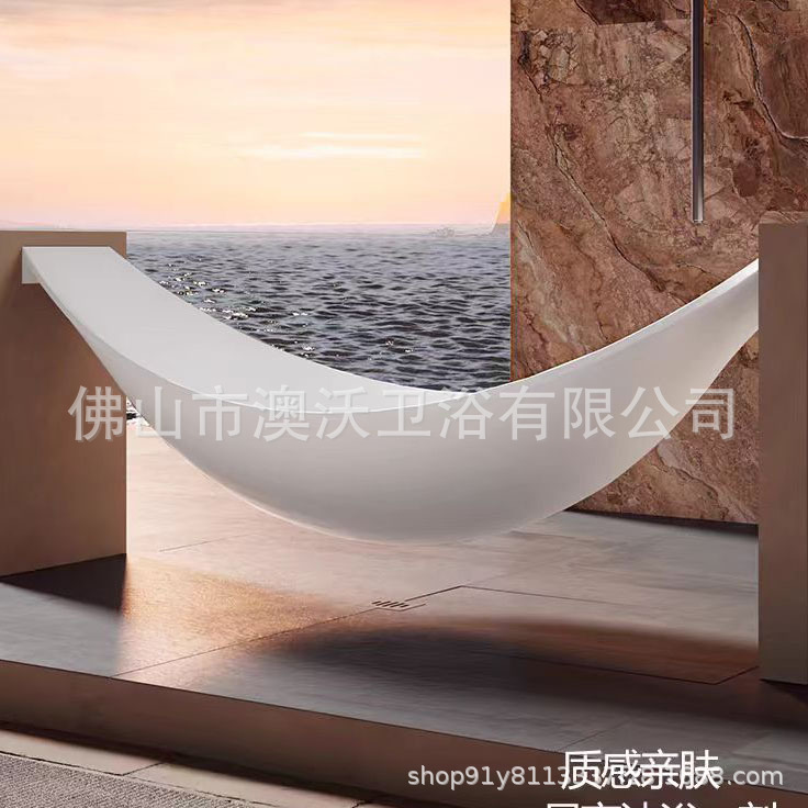 AOWO bañera de piedra artificial hotel de alojamiento doméstico multicristalino independiente hamaca de piedra Qimei bañera flotante