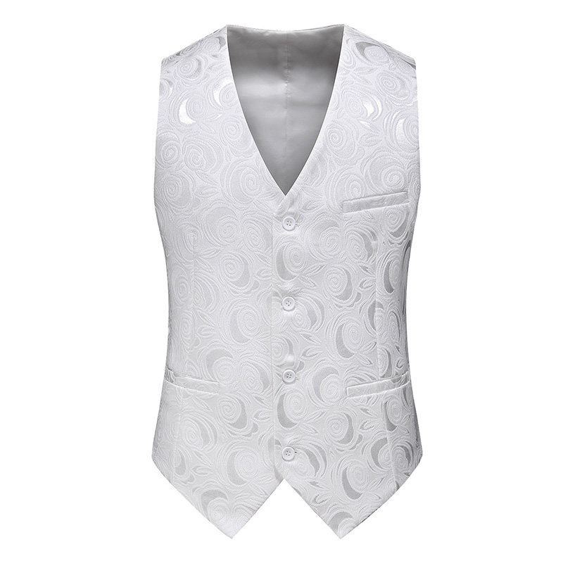 Cross-border men's business casual formal vest, large size groomsmen vest, foreign trade jacquard V-neck vest for men Cross-border men's business casual formal vest, large size groomsmen vest, foreign trade jacquard V-neck vest for men