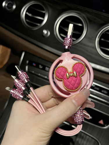 Car charger tpyec fast charging car female one to three data cable suitable for Huawei Android Apple three-in-one