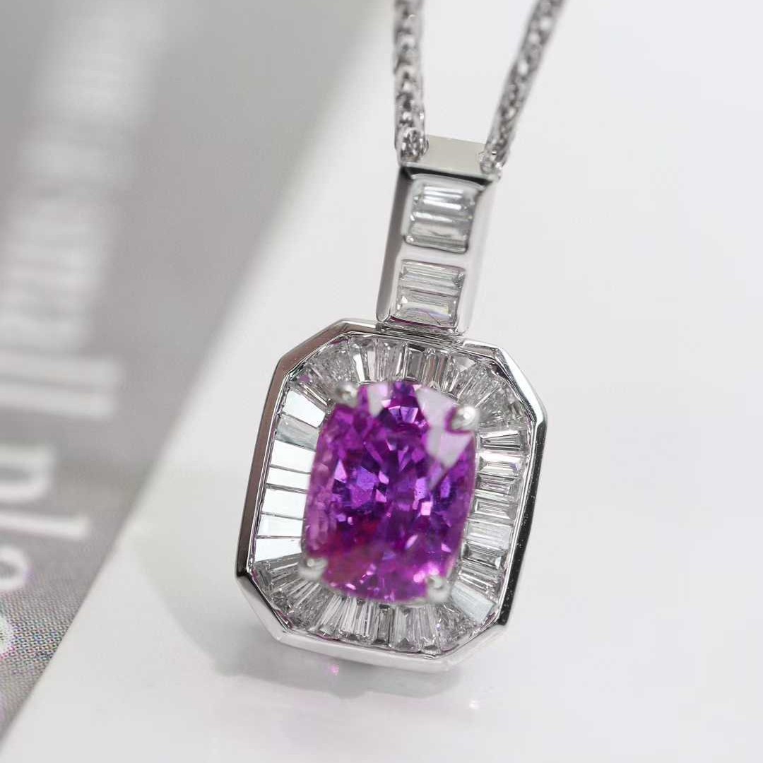 天然无烧紫蓝宝吊坠 sapphire  节庆礼品 珠宝 纪念日首饰 珠宝厂