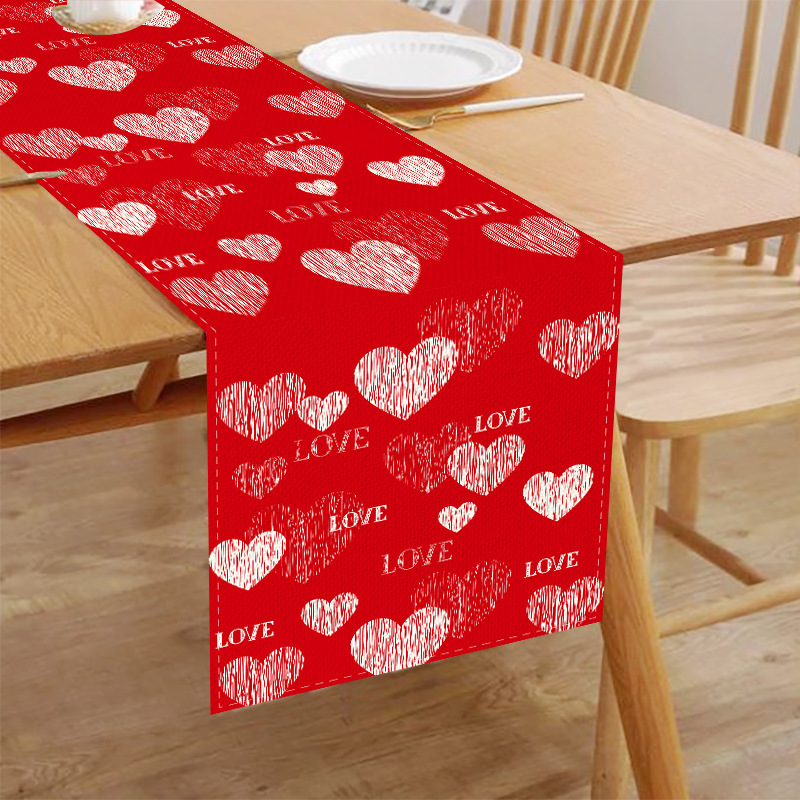 Amazon transfronterizo Día de San Valentín corredor de mesa de impresión digital huevo colorido nórdico restaurante occidental anti-fouling aislamiento térmico mantel decorativo