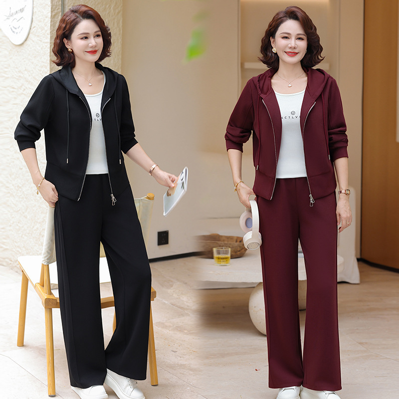 中老年女春秋上衣外套运动服两件套2025新款洋气妈妈秋装休闲套装|undefined