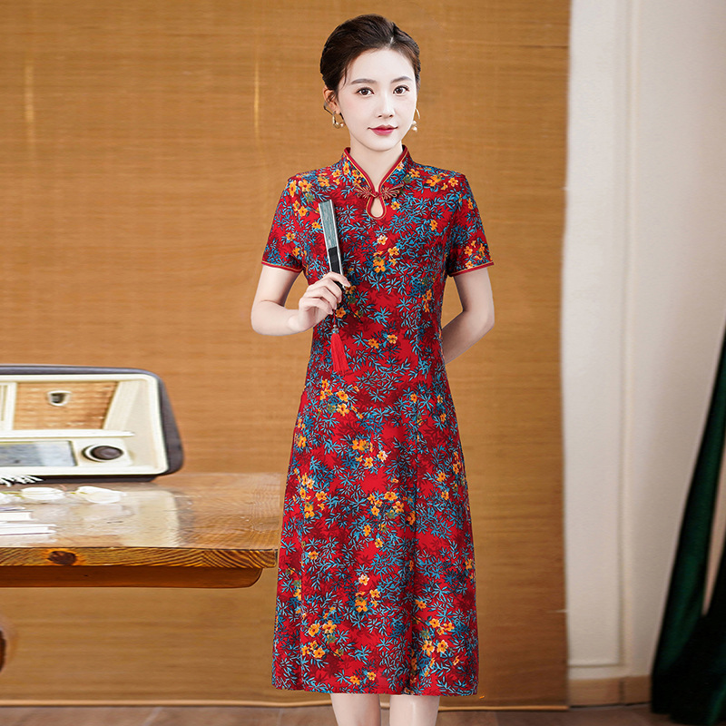 Summer long elegant retro cheongsam