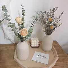 インシンプルな粗いセラミックドライフラワー花瓶装飾品忘れな草ユーカリの葉ローズフラワーアレンジメント北欧家の装飾
